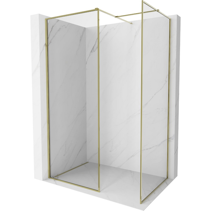 Mexen Kioto-XF paroi de douche Walk-in avec cadre 140 x 90 cm, transparent 10 mm, doré - 800-140-202-04-50-090-XF