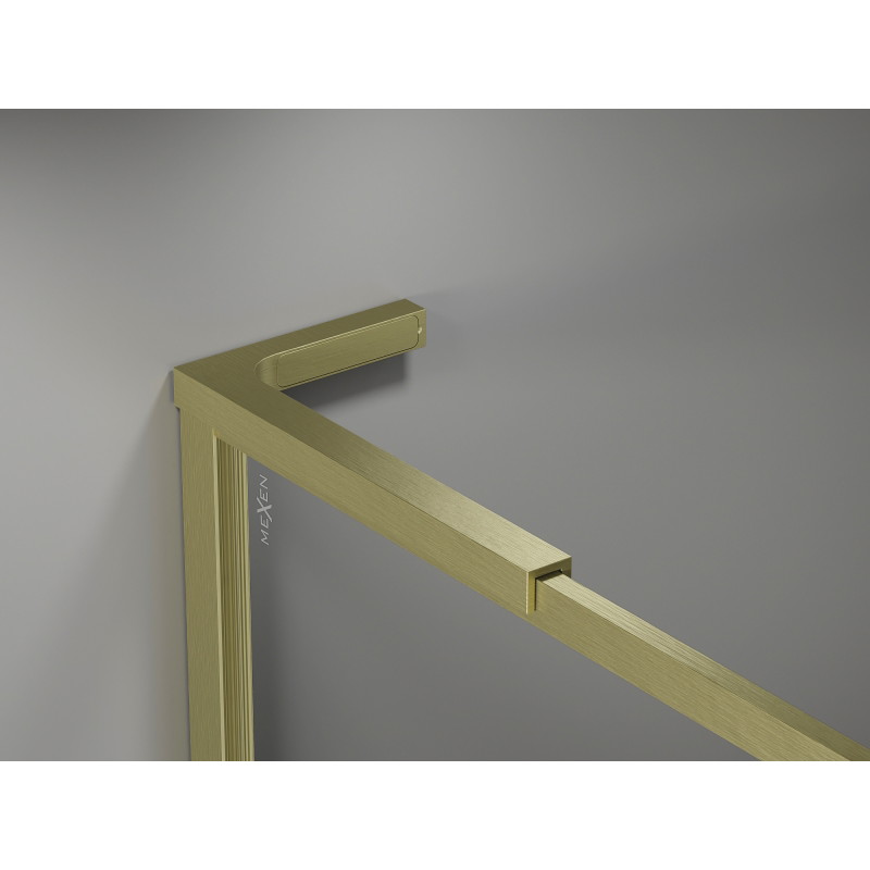 Mexen Kioto-F L paroi de douche Walk-in avec cadre 60 x 202 cm, transparent 8 mm, or brossé - 800-060-174-55-00