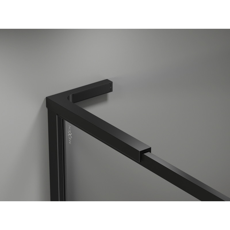 Mexen Kioto-F L paroi de douche Walk-in avec cadre 85 x 202 cm, transparent 8 mm, noir - 800-085-174-70-00