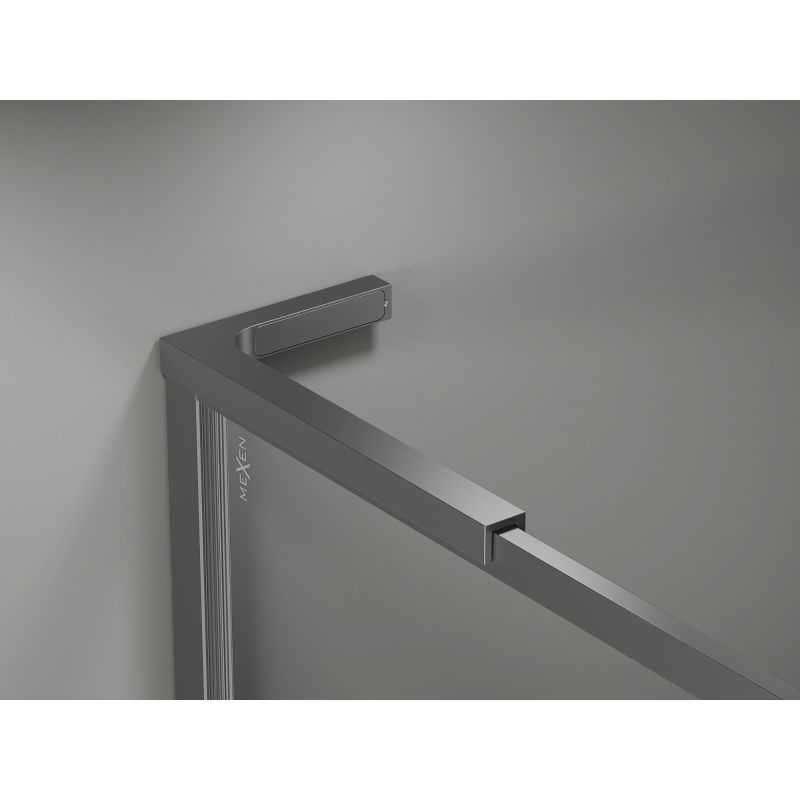 Mexen Kioto-F L paroi de douche Walk-in avec cadre 55 x 202 cm, transparent 8 mm, gun metal - 800-055-174-95-00