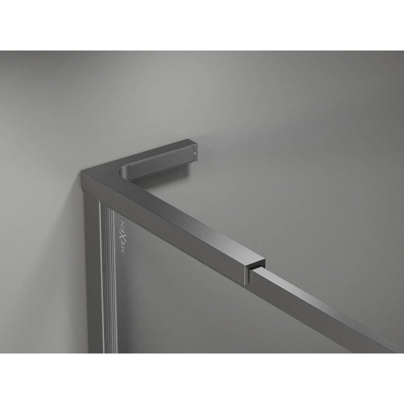 Mexen Kioto-F L Paroi de douche Walk-in avec cadre 75 x 202 cm, transparent 8 mm, métal canon - 800-075-174-95-00