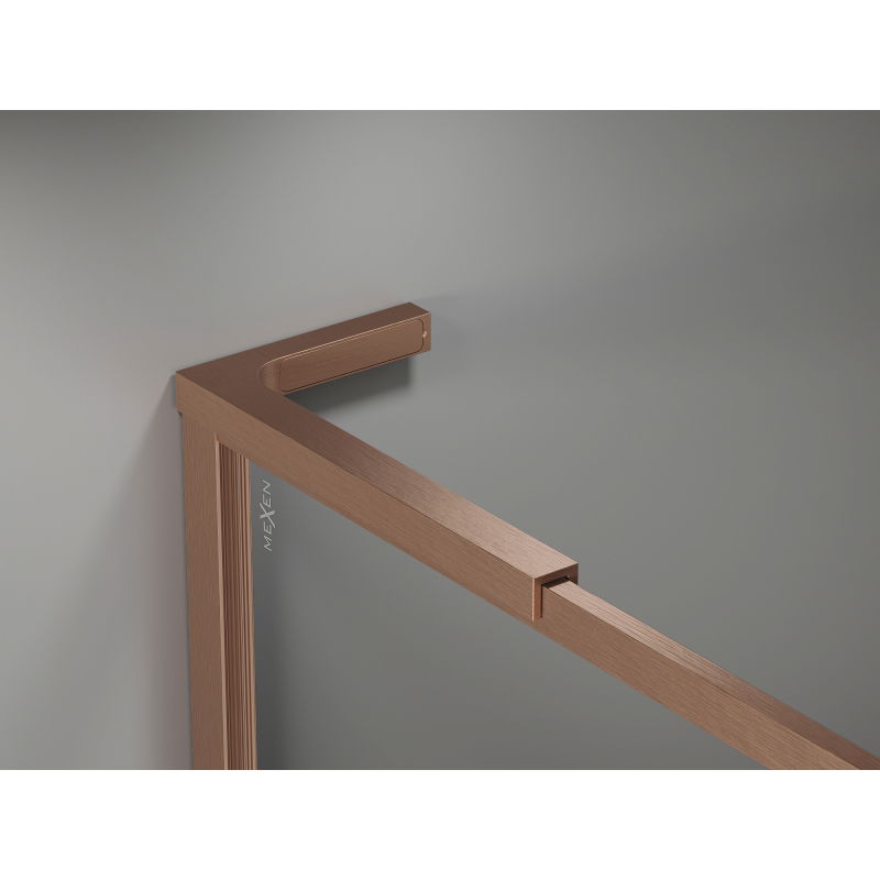 Mexen Kioto-XF L paroi de douche Walk-in avec cadre 60 x 202 cm, transparent 10 mm, cuivre brossé - 800-060-174-65-00-XF