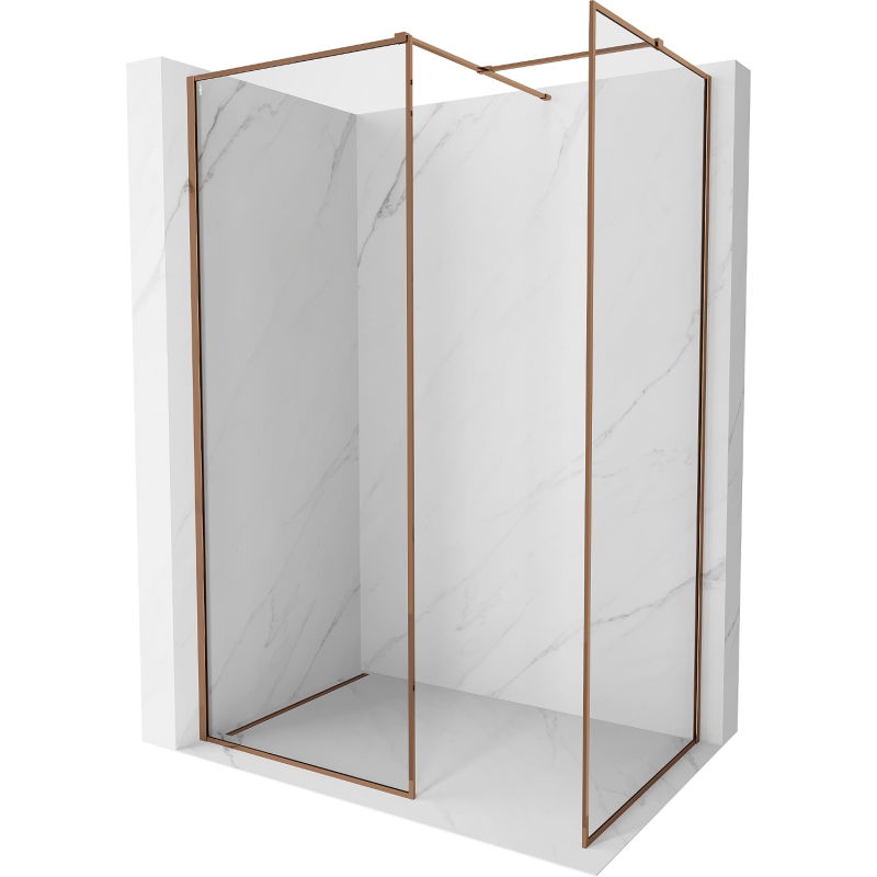 Mexen Kioto-XF paroi de douche Walk-in avec cadre 130 x 120 cm, transparent 10 mm, or rose - 800-130-202-04-60-120-XF