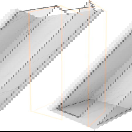 Mexen Kioto-XF Paroi de douche Walk-in avec cadre 130x110 cm, transparent 10 mm, cuivre brossé - 800-130-202-04-65-110-XF