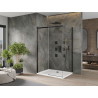 Mexen Omega cabine de douche coulissante 100 x 90 cm, transparent, noir + receveur plat, blanc - 825-100-090-70-00-4010B