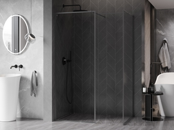 Mexen Kioto-XF paroi de douche Walk-in avec cadre 130 x 70 cm, transparent 10 mm, métallisé - 800-130-202-04-95-070-XF