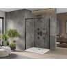 Mexen Omega cabine de douche coulissante 110 x 90 cm, transparente, noire + receveur Flat, blanc - 825-110-090-70-00-4010B