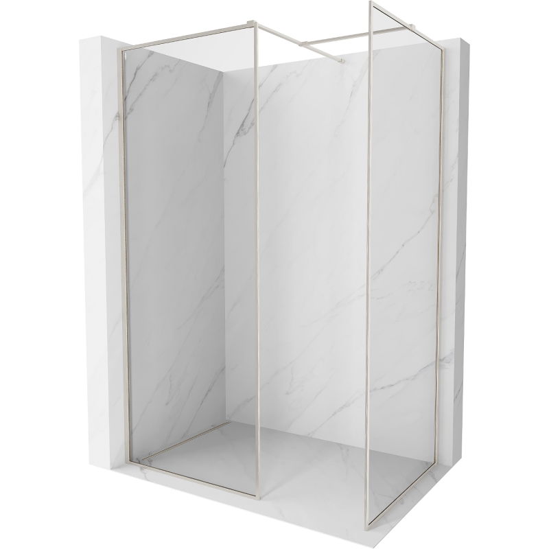 Mexen Kioto-XF paroi de douche Walk-in avec cadre 100x80 cm, transparent 10 mm, nickel brossé - 800-100-202-04-97-080-XF