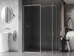 Paroi de douche Walk-in Mexen Kioto-XF avec cadre 140x110 cm, transparent 10 mm, nickel brossé - 800-140-202-04-97-110-XF