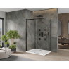 Mexen Omega cabine de douche coulissante 120 x 100 cm, transparent, noir + receveur Flat, blanc - 825-120-100-70-00-4010B