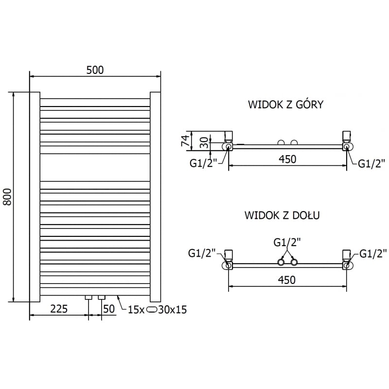 Mexen Hades radiateur électrique 800 x 500 mm, 300 W, doré - W104-0800-500-2300-50