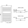 Mexen Helios radiateur de salle de bains 800 x 500 mm, 301 W, doré - W103-0800-500-00-50