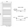 Mexen Helios radiateur de salle de bain 1200 x 500 mm, 448 W, doré - W103-1200-500-00-50
