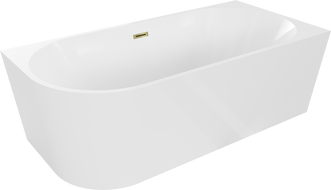 Mexen Mia baignoire autoportante d'angle droite 140 x 75 cm, blanche, trop-plein doré - 52691407500P-50