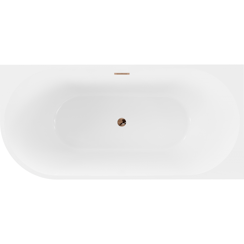 Mexen Mia baignoire autoportante d'angle droite 140 x 75 cm, blanche, trop-plein or rose - 52691407500P-60