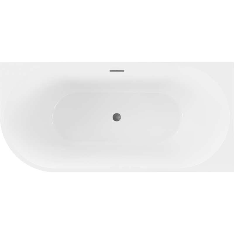 Mexen Mia baignoire autoportante d'angle droite 140 x 75 cm, blanche, trop-plein gun gray brossé - 52691407500P-66