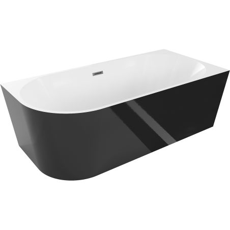 Mexen Mia baignoire autoportante d'angle droite 140 x 75 cm, blanche/noire, trop-plein gris fusil brossé - 52691407575P-66