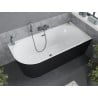Mexen Mia baignoire autoportante d'angle droite 140 x 75 cm, blanche/noire, trop-plein gris fusil brossé - 52691407575P-66