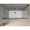 Mexen Omega cabine de douche coulissante 140 x 80 cm, transparent, noire + receveur Flat, blanc - 825-140-080-70-00-4010B