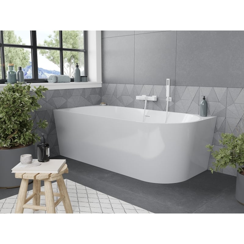 Mexen Mia baignoire autoportante d'angle gauche 140 x 75 cm, blanche, trop-plein blanc - 52691407500L-20