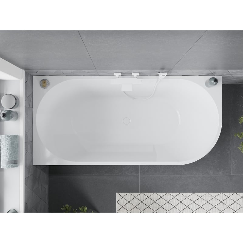 Mexen Mia baignoire autoportante d'angle gauche 140 x 75 cm, blanche, trop-plein blanc - 52691407500L-20