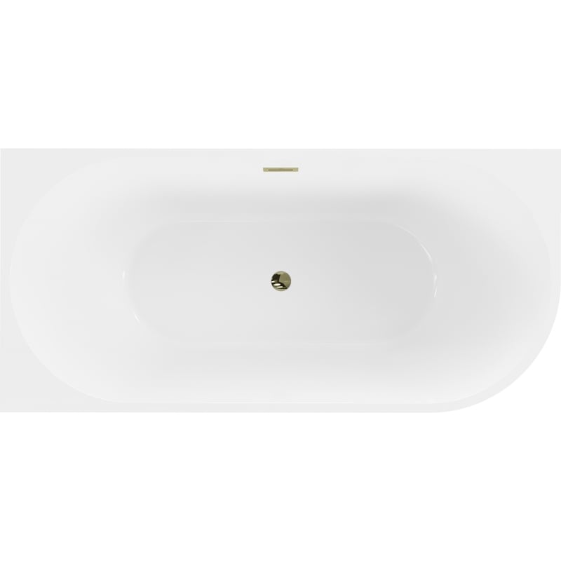 Mexen Mia baignoire autoportante d'angle gauche 140 x 75 cm, blanche, trop-plein doré - 52691407500L-50