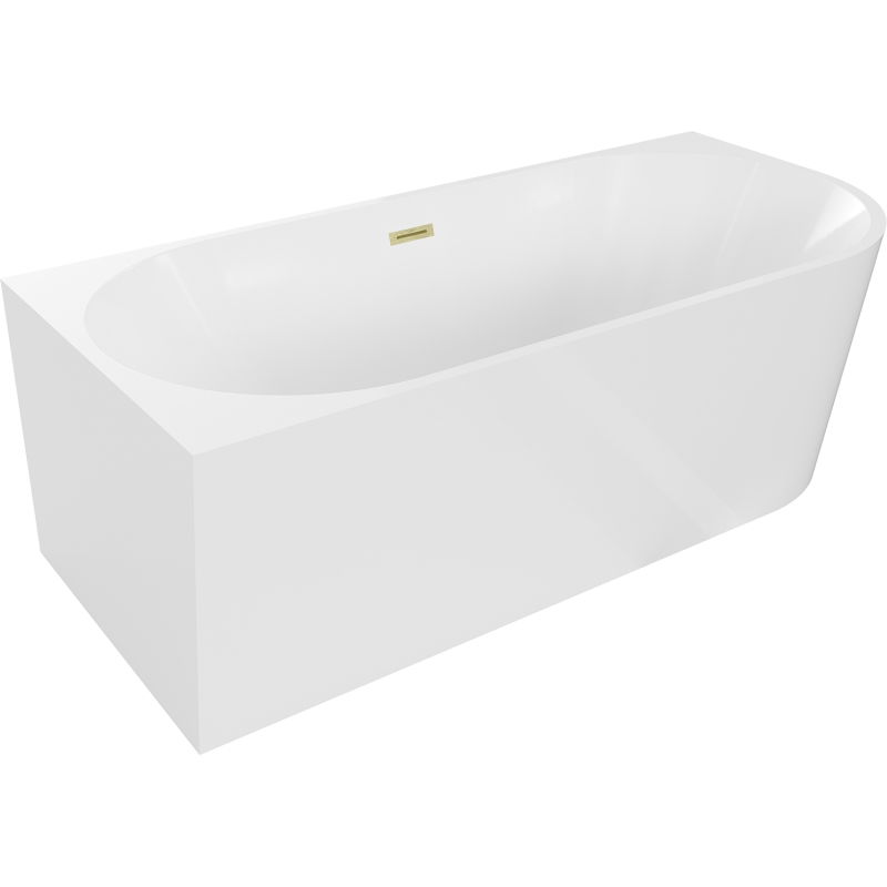 Mexen Mia baignoire îlot d'angle gauche 140 x 75 cm, blanc, trop-plein doré brossé - 52691407500L-55