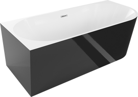 Mexen Mia baignoire autoportante d'angle gauche 140 x 75 cm, blanche/noire, trop-plein chrome - 52691407575L-01
