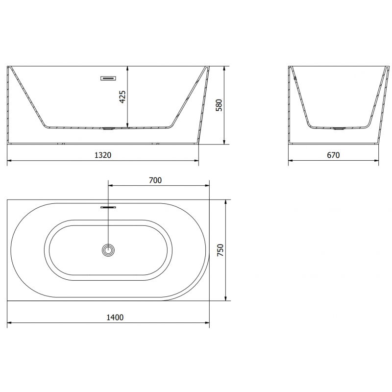 Mexen Mia baignoire autoportante d'angle gauche 140 x 75 cm, blanche/noire, trop-plein en cuivre brossé - 52691407575L-65