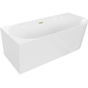 Mexen Mia baignoire autoportante d'angle gauche 160 x 80 cm, blanche, trop-plein or brossé - 52691608000L-55