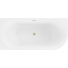 Mexen Mia baignoire autoportante d'angle gauche 160 x 80 cm, blanche, trop-plein or brossé - 52691608000L-55