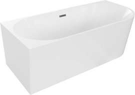 Mexen Mia baignoire îlot d'angle gauche 160 x 80 cm, blanche, trop-plein gun gris brossé - 52691608000L-66