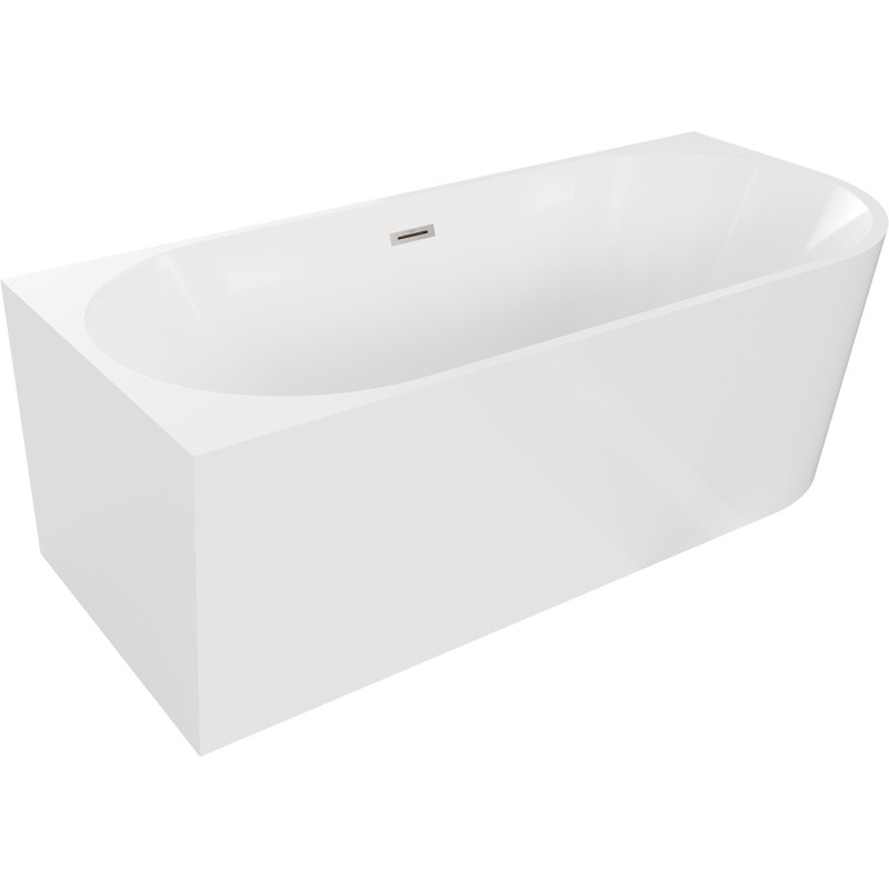 Mexen Mia baignoire autoportante d'angle gauche 160 x 80 cm, blanche, trop-plein nickel brossé - 52691608000L-97