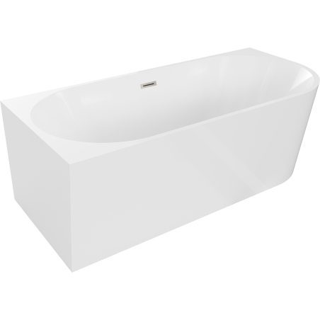 Mexen Mia baignoire autoportante d'angle gauche 160 x 80 cm, blanche, trop-plein nickel brossé - 52691608000L-97