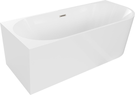 Mexen Mia baignoire autoportante d'angle gauche 160 x 80 cm, blanche, trop-plein nickel brossé - 52691608000L-97