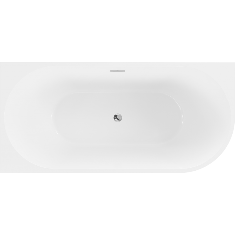 Mexen Mia baignoire autoportante d'angle gauche 160 x 80 cm, blanche/noire, trop-plein chromé - 52691608075L-01