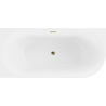 Mexen Mia baignoire autoportante d'angle gauche 160 x 80 cm, blanche/noire, trop-plein doré - 52691608075L-50
