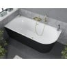 Mexen Mia baignoire autoportante d'angle gauche 160 x 80 cm, blanc/noir, trop-plein doré - 52691608075L-50