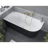 Mexen Mia baignoire autoportante d'angle gauche 160 x 80 cm, blanche/noire, trop-plein doré - 52691608075L-50