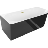 Mexen Mia baignoire îlot d'angle gauche 160 x 80 cm, blanc/noir, trop-plein or brossé - 52691608075L-55