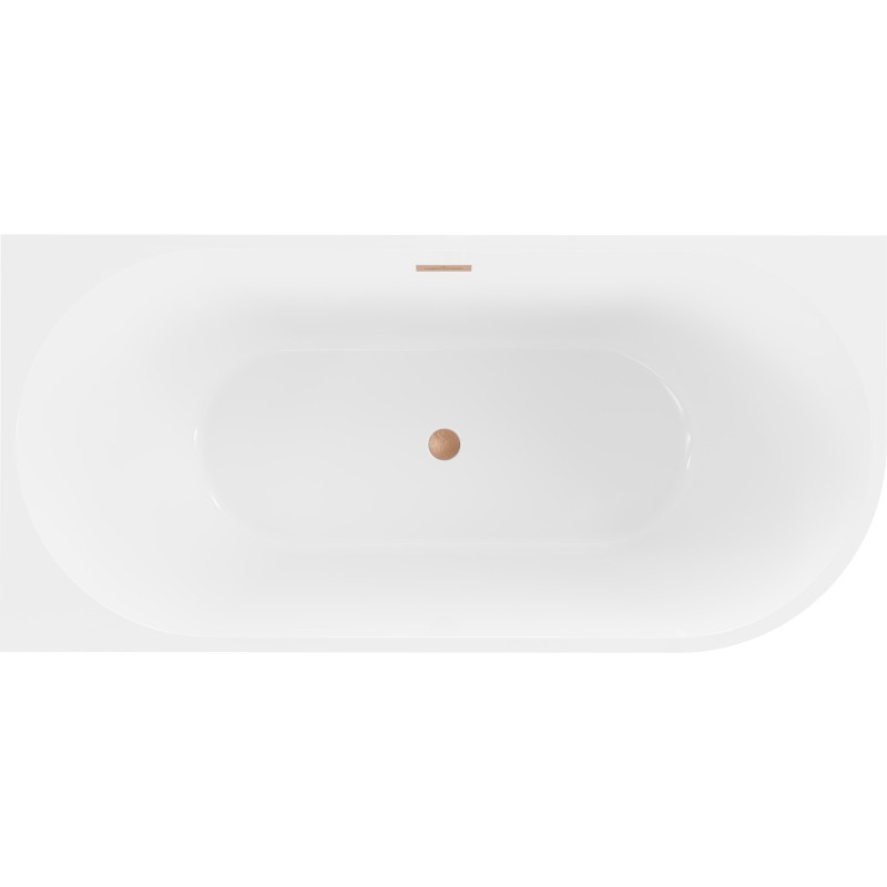 Mexen Mia baignoire autoportante d'angle gauche 160 x 80 cm, blanc/noir, trop-plein cuivre brossé - 52691608075L-65