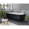 Mexen Mia baignoire autoportante d'angle gauche 160 x 80 cm, blanc/noir, trop-plein cuivre brossé - 52691608075L-65