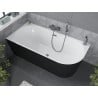 Mexen Mia baignoire autoportante d'angle gauche 160 x 80 cm, blanc/noir, trop-plein gris canon brossé - 52691608075L-66