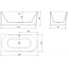 Mexen Mia baignoire autoportante d'angle gauche 160 x 80 cm, blanc/noir, trop-plein doré - 52691608075L-50