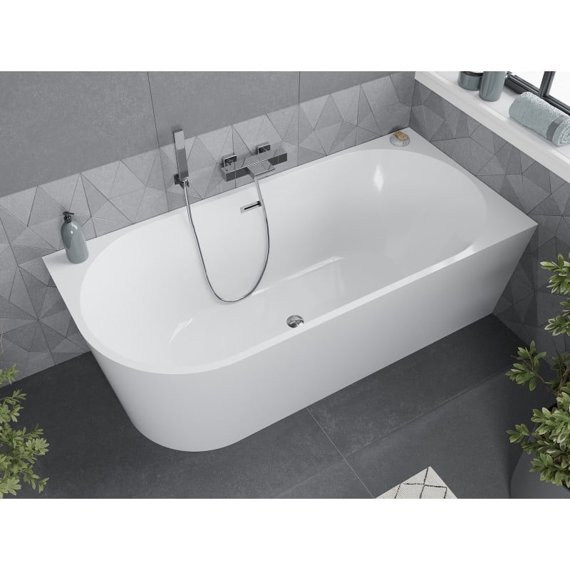Mexen Mia baignoire autoportante d'angle droite 160 x 80 cm, blanche, trop-plein chromé - 52691608000P-01