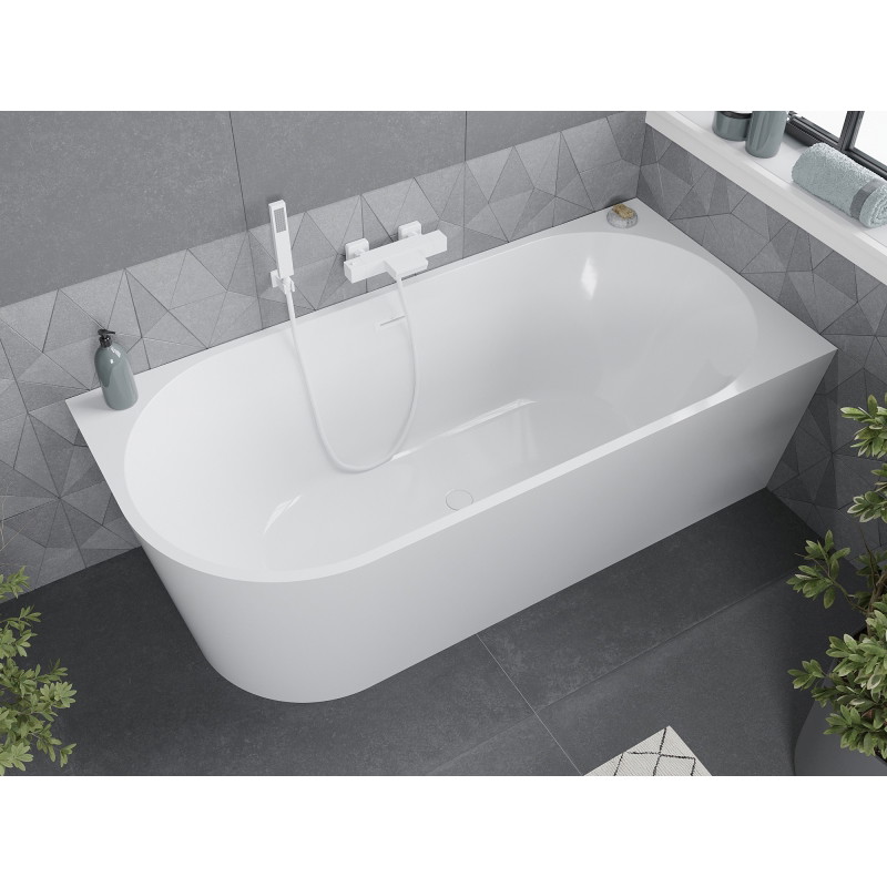 Mexen Mia baignoire autoportante d'angle droite 160 x 80 cm, blanche, trop-plein blanc - 52691608000P-20