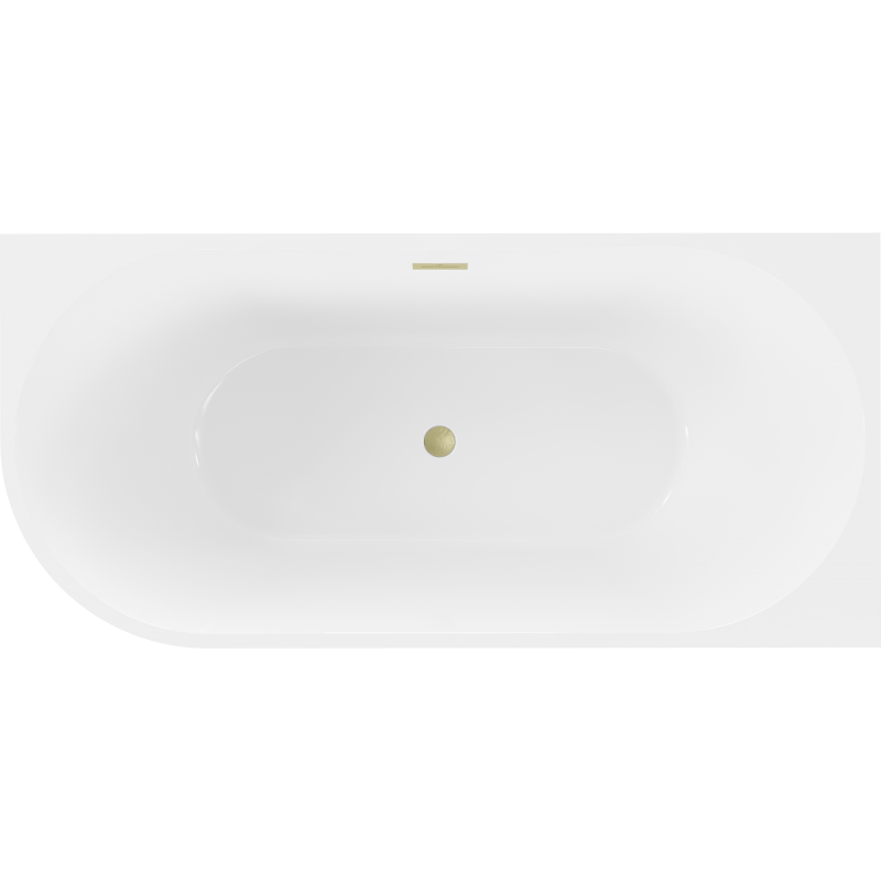 Mexen Mia baignoire autoportante d'angle droite 160 x 80 cm, blanche, trop-plein doré brossé - 52691608000P-55