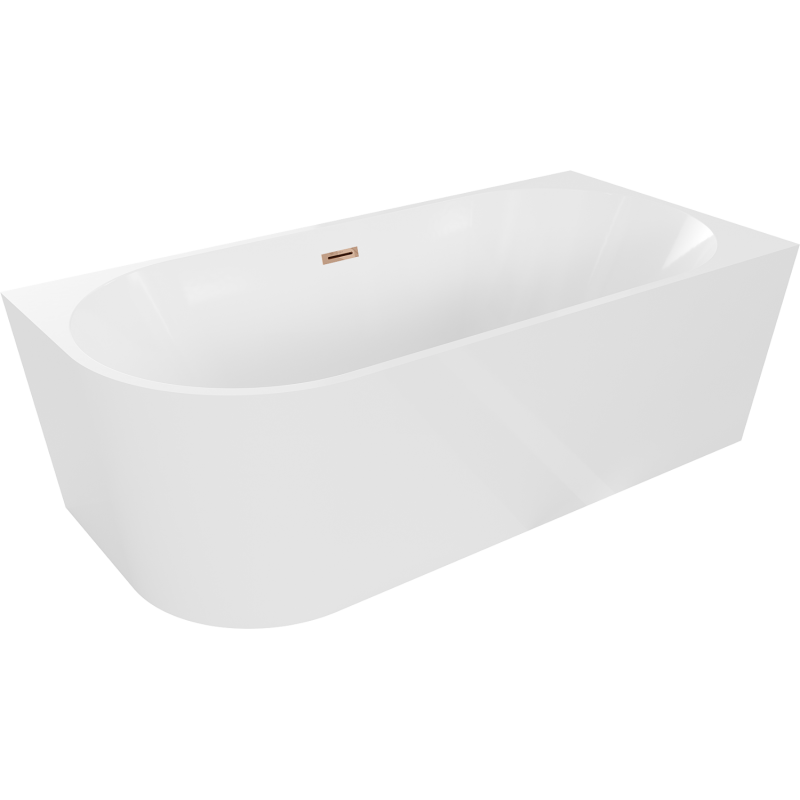 Mexen Mia baignoire autoportante angle droit 160 x 80 cm, blanche, trop-plein or rose - 52691608000P-60