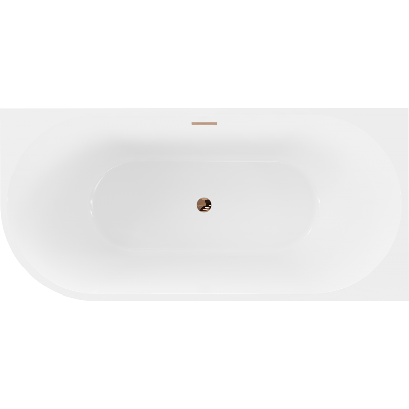 Mexen Mia baignoire autoportante d'angle droite 160 x 80 cm, blanche, trop-plein or rose - 52691608000P-60