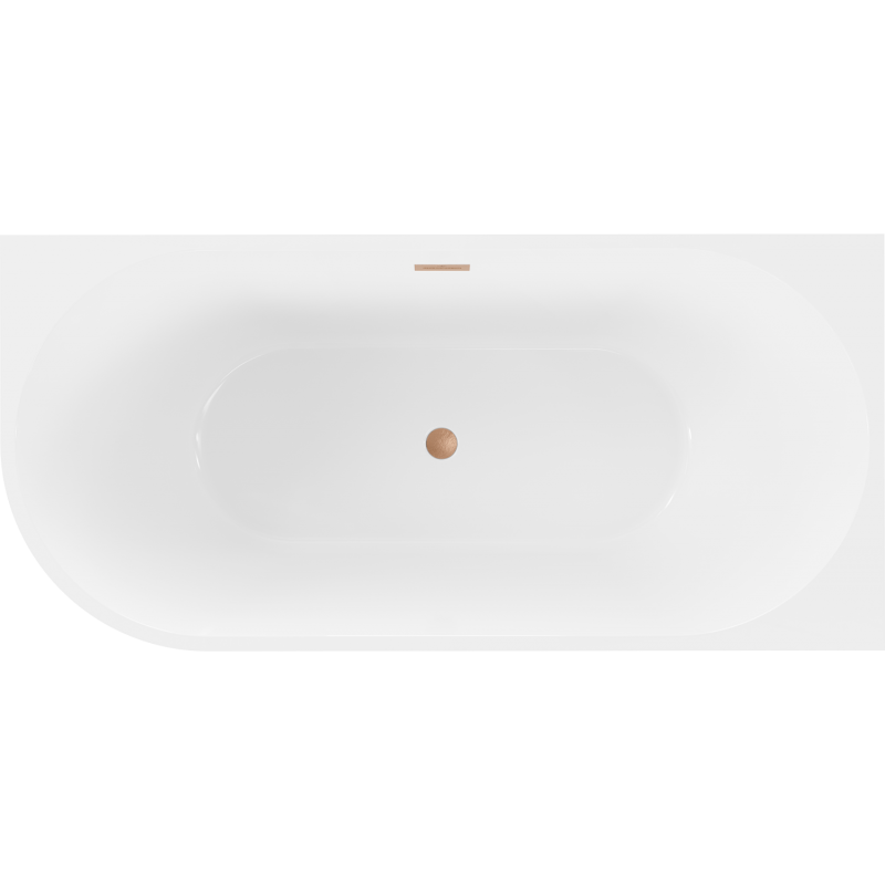 Mexen Mia baignoire indépendante d'angle droit 160 x 80 cm, blanche, trop-plein en cuivre brossé - 52691608000P-65